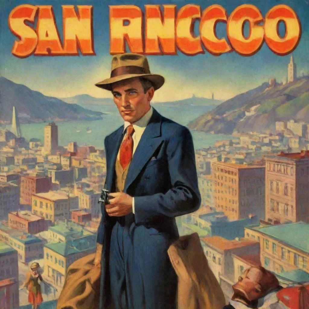 ai a pulp detective novel cover from the 1930s with san francisco in the background