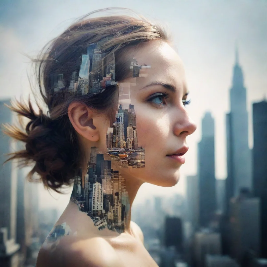  a realistic double exposure portrait of a women and a city amazing awesome portrait 2