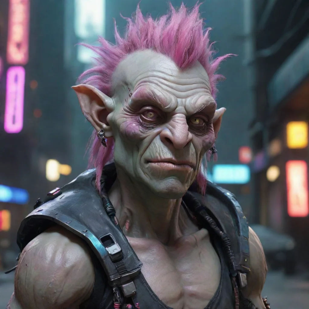  a really ugly troll with a cyberpunk aesthetic 
