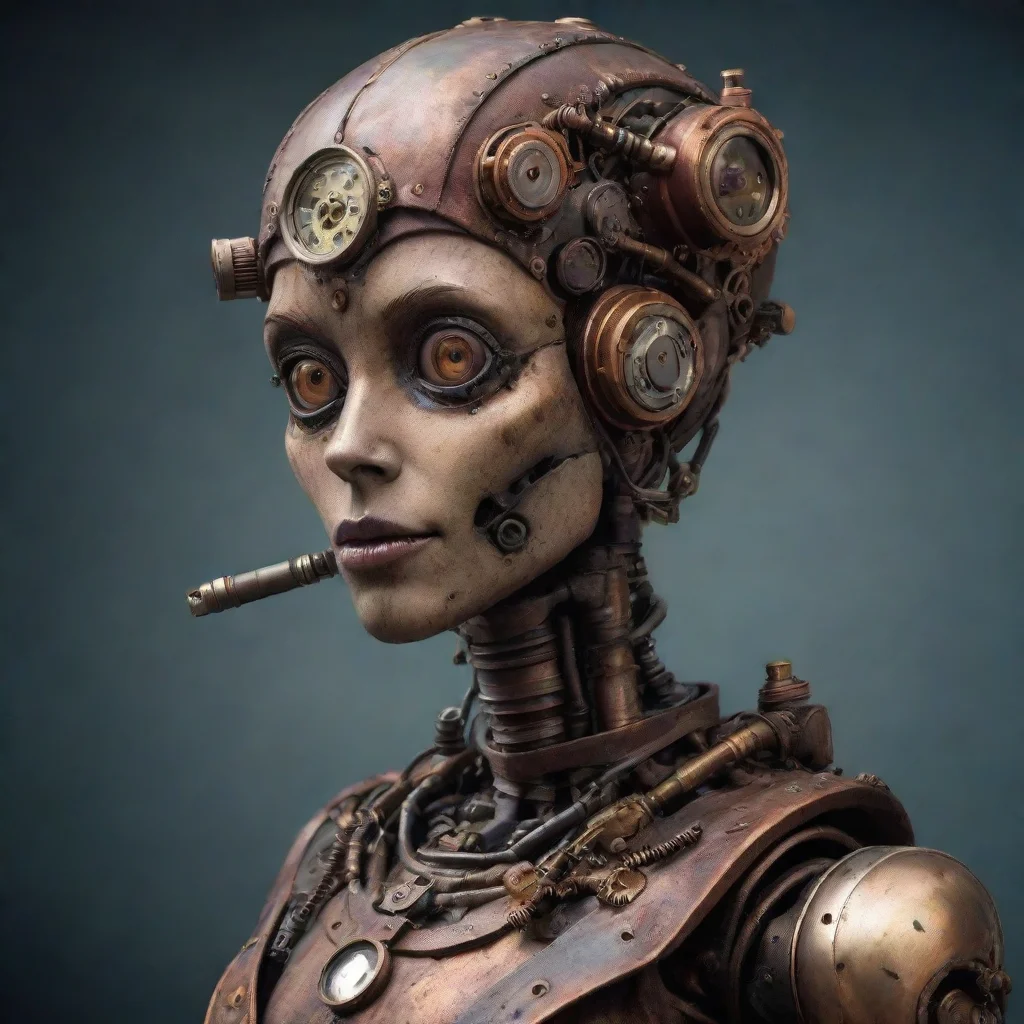 a robot with steampunk engineeringamazing awesome portrait 2