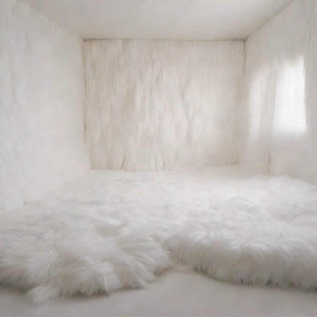 a room covered in thick white fur everywhere