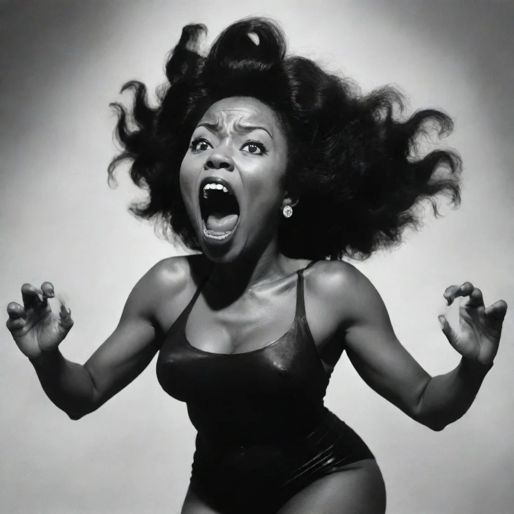  a screaming black woman in the style of kazuo umezu