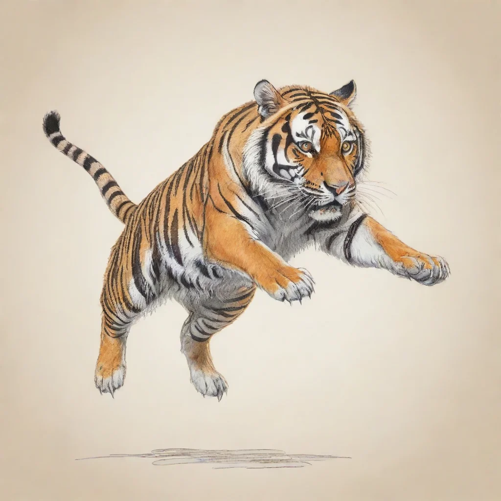 ai a scribbly line drawing of a jumping tiger