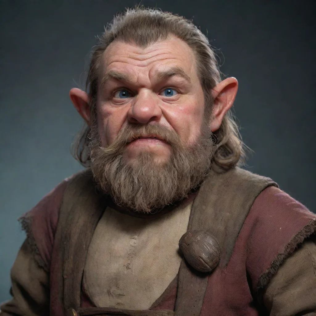 ai a sick dwarf without a beard with a thermometer in his mouth