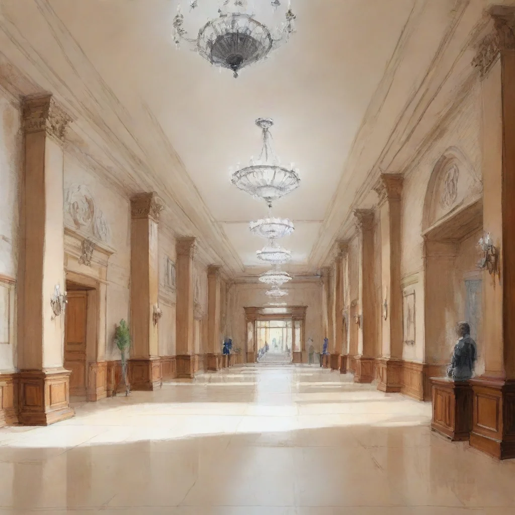 ai a sketch of a university entrance hall with security and reception amazing awesome portrait 2