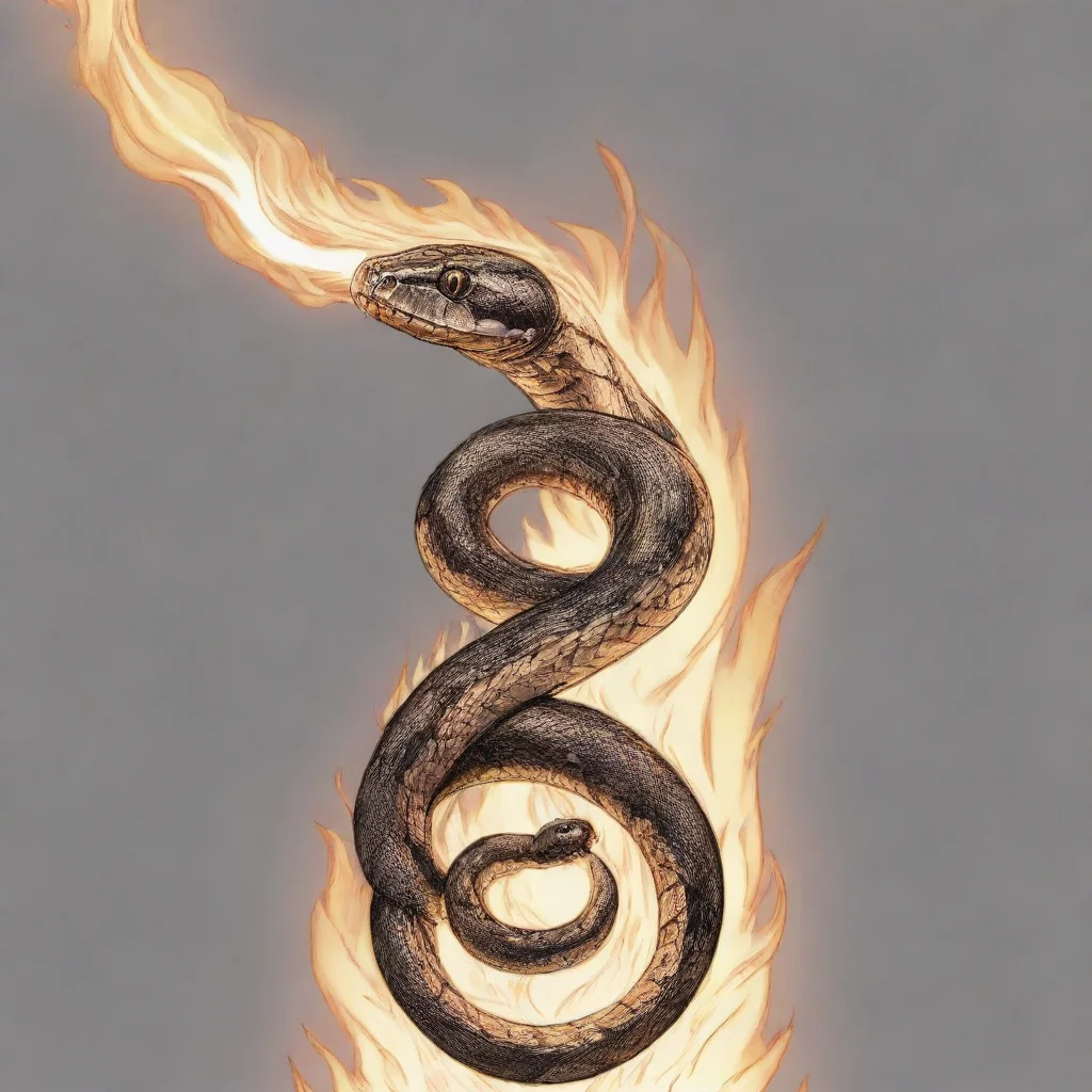 ai a sketched line art snake on fire tall