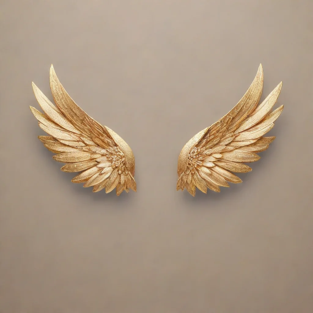  a sleek and minimalistic pair of wings with flower in centerrendered in a shimmering metallic goldperfect for adding a t