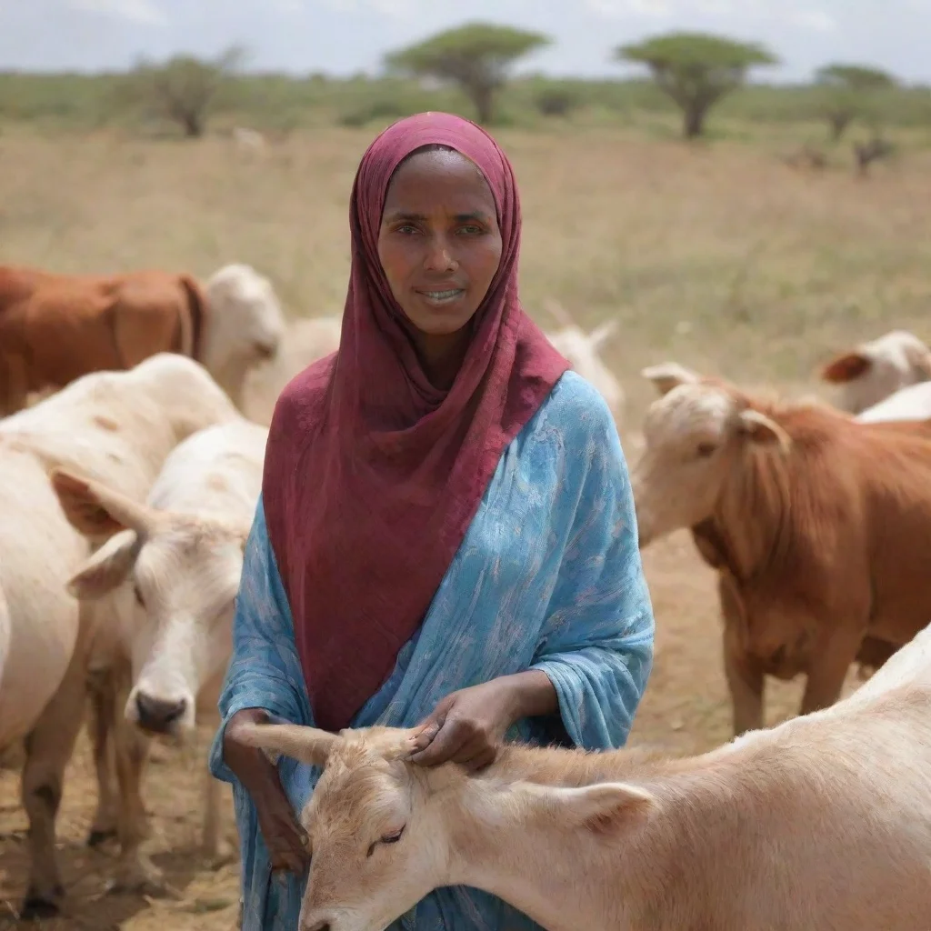 ai a somali woman from the countryside looking after her livestock