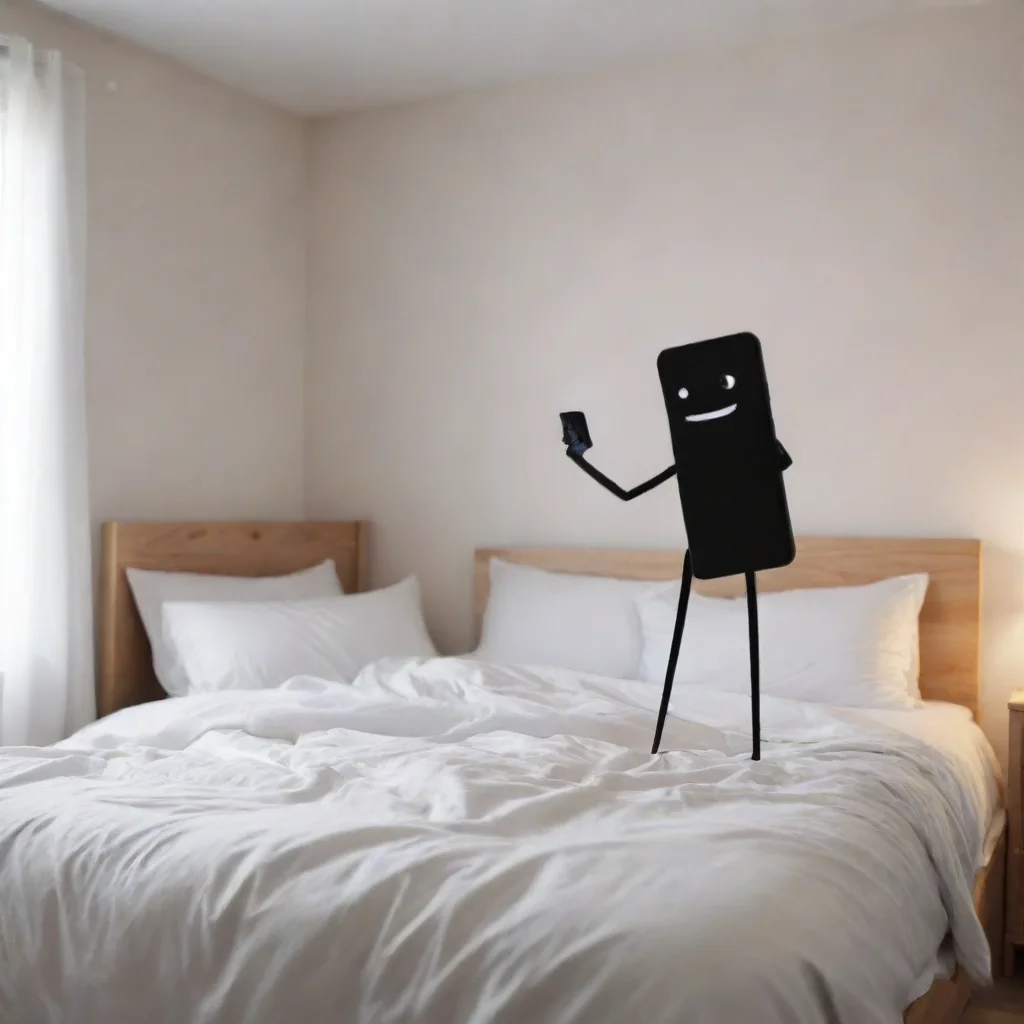 a stickman losing track of time using his phone on his bed in his bedroom good looking trending fantastic 1
