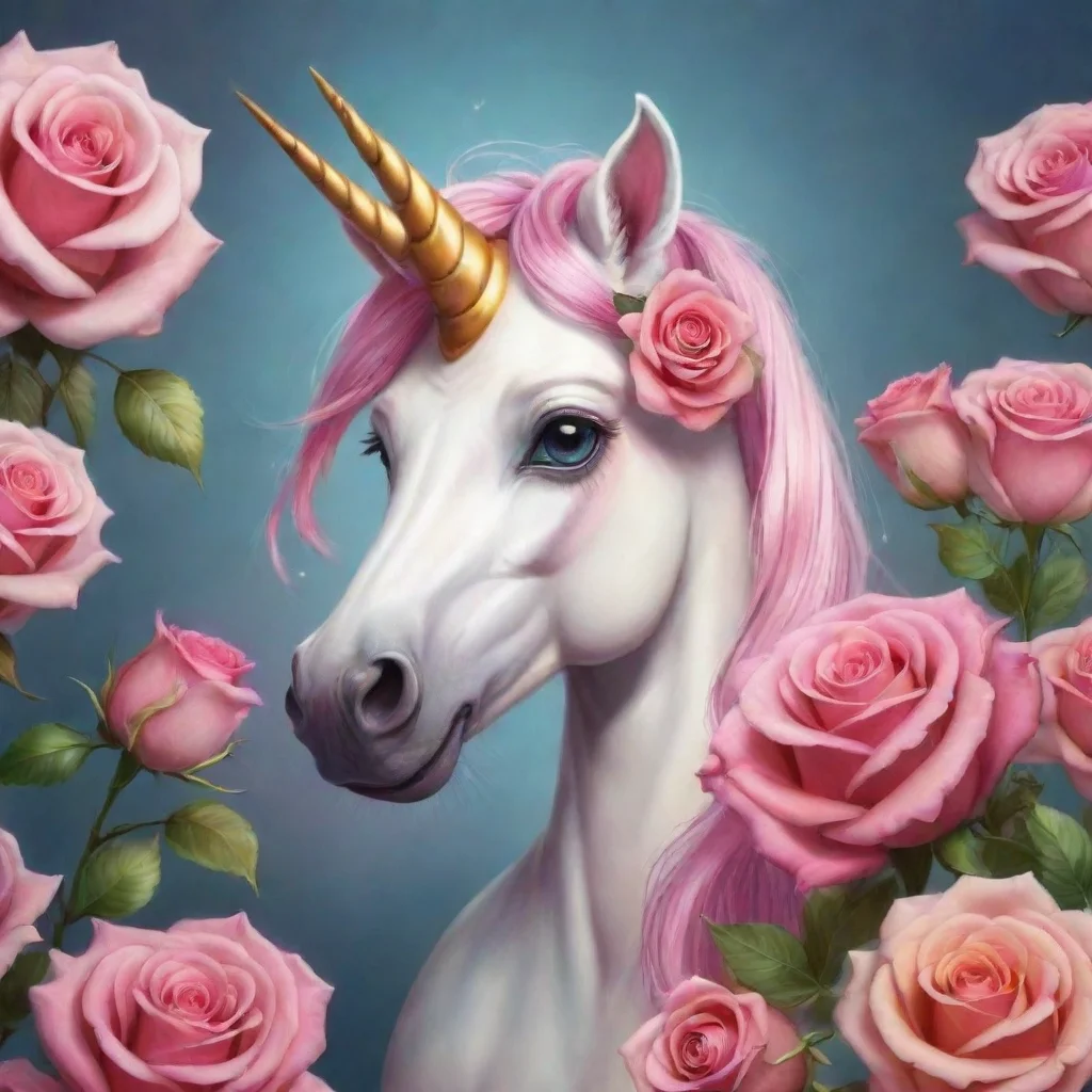 ai a stylized unicorn and roses amazing awesome portrait 2
