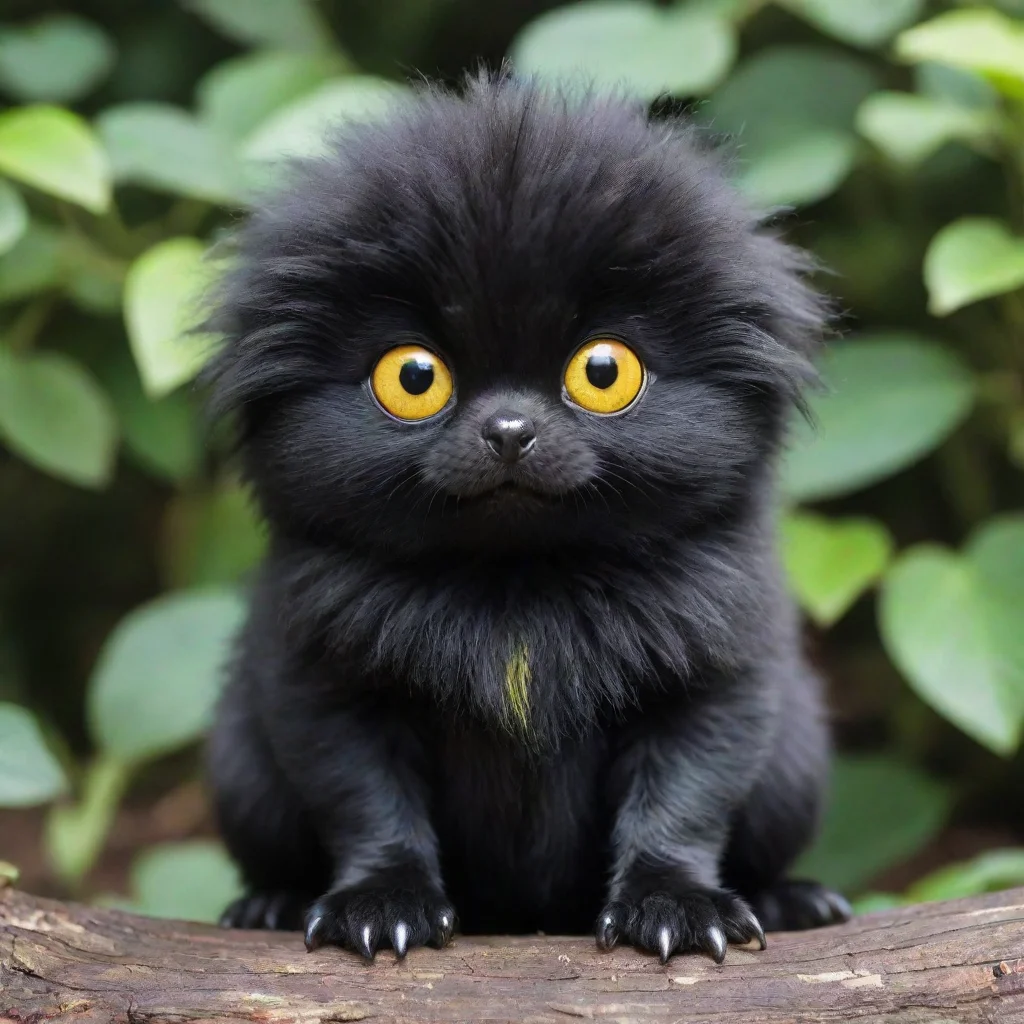 ai a thick long furred black slugpup with yellow eyesgood looking trending fantastic 1