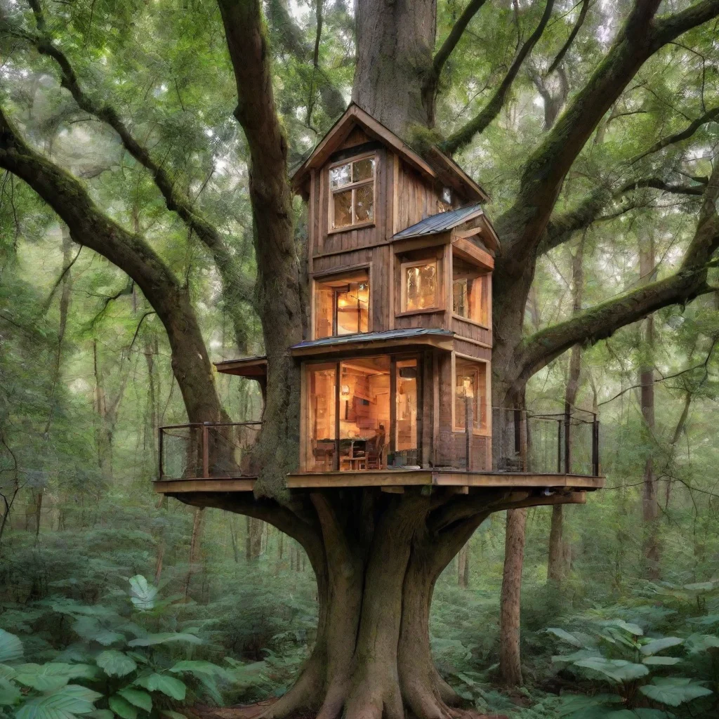 ai a tiny house in the high end of a big treein the middle of a dense forestamazing awesome portrait 2