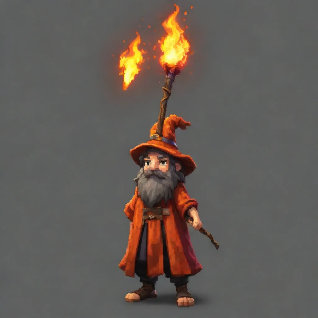 ai a topdown 256 x 256 pixel sprite for a pc gameshowing a wizard with a lava staff good looking trending fantastic 1