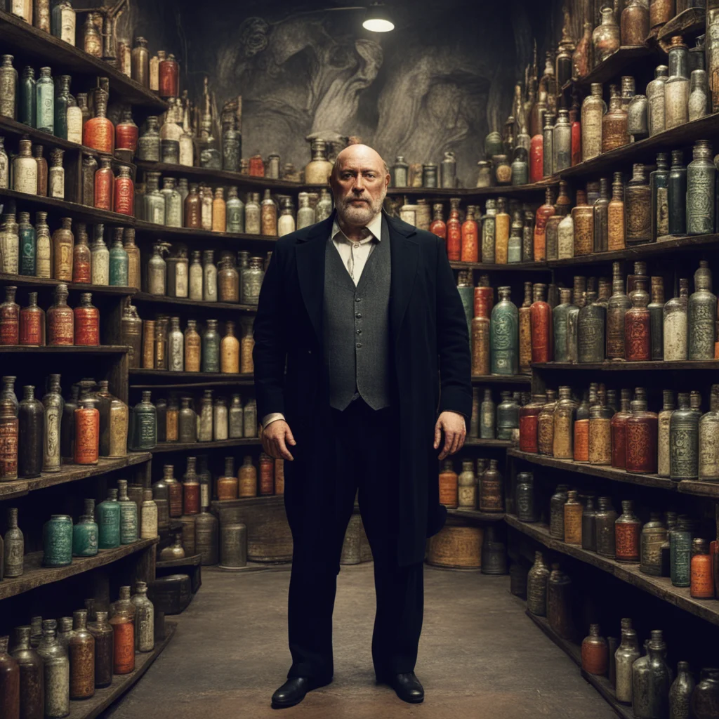 ai a well dressed%2C middle aged man stands in an occult shop with potions on the wall good looking trending fantastic 1