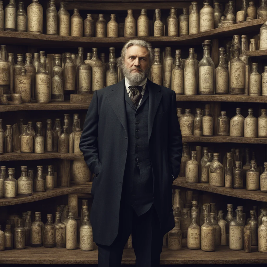ai a well dressed%2C middle aged man stands in an occult shop with potions on the wall