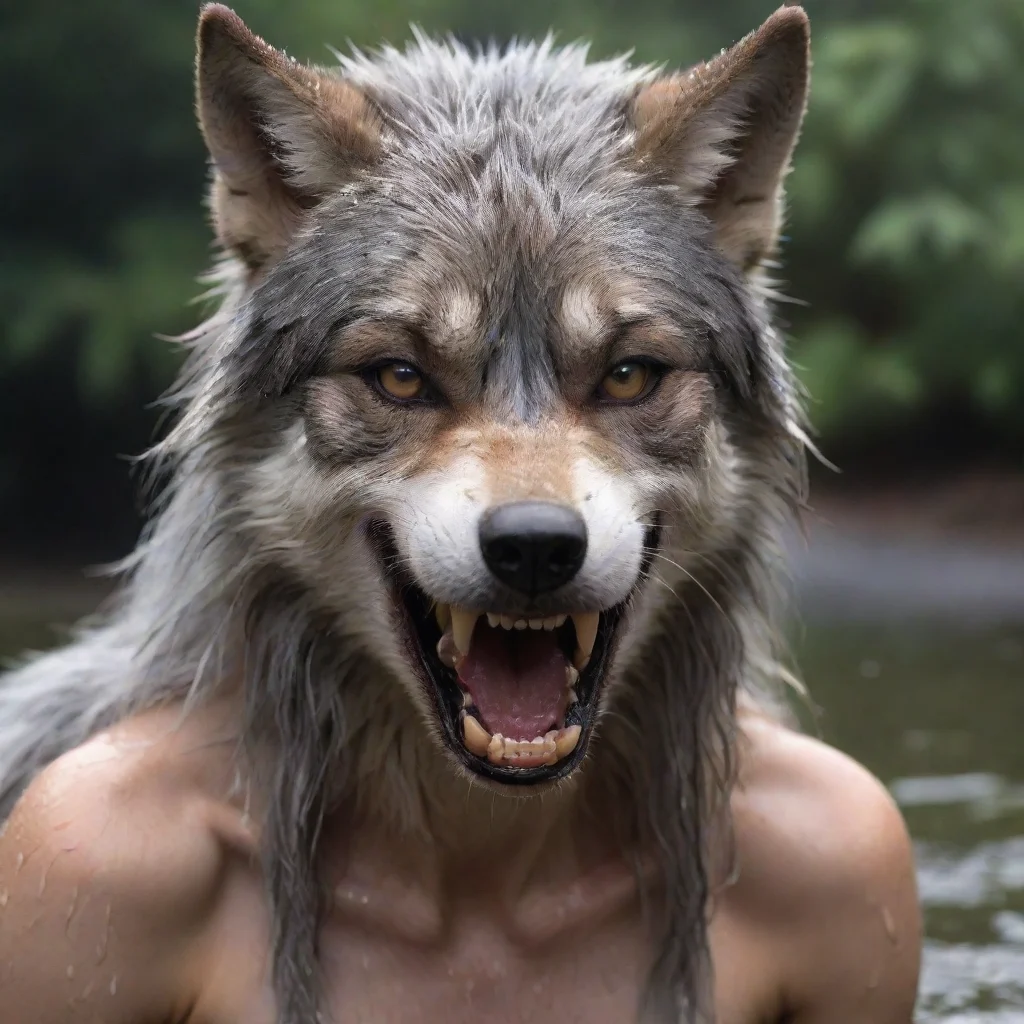 ai a wet wide open female wolf furry mouth 