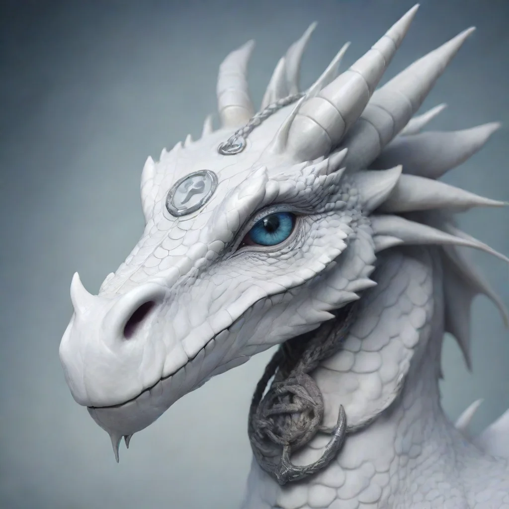 ai a white dragon with a anchor symbol in it s eye