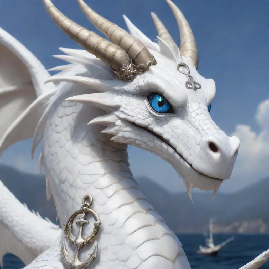 ai a white dragon with a anchor symbol in it s eyes