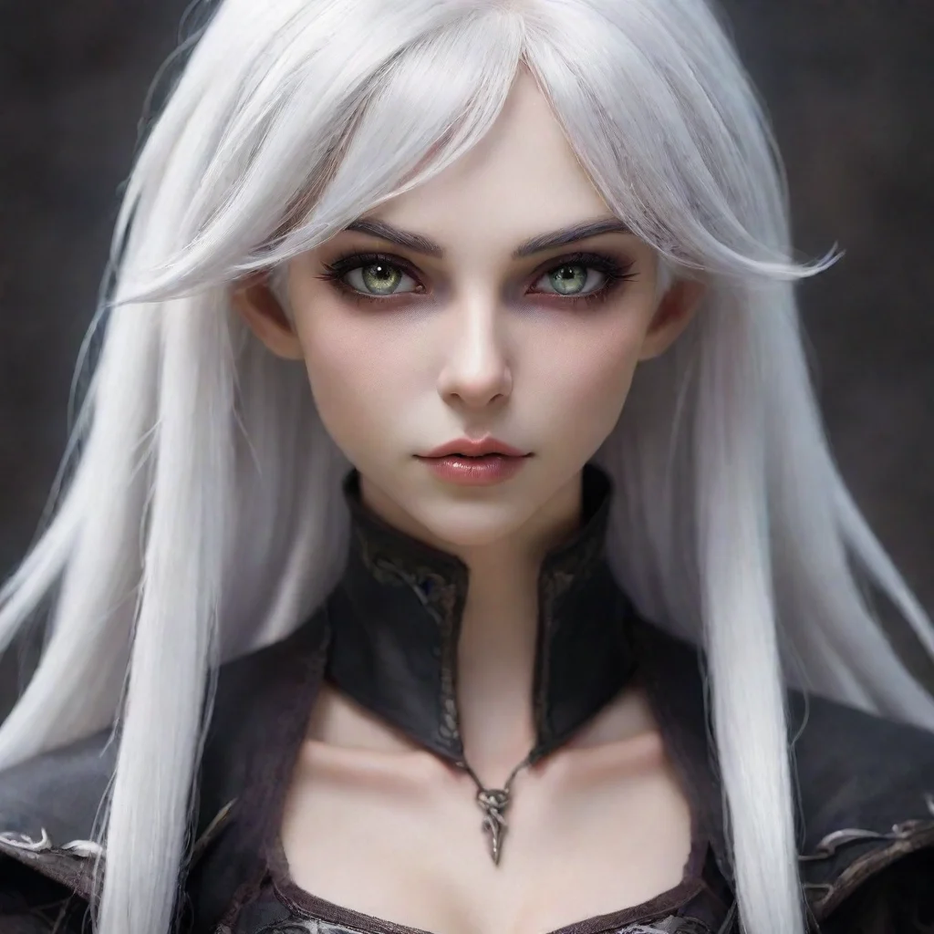 ai a white haired dark elf with a cute sadistic face good looking trending fantastic 1