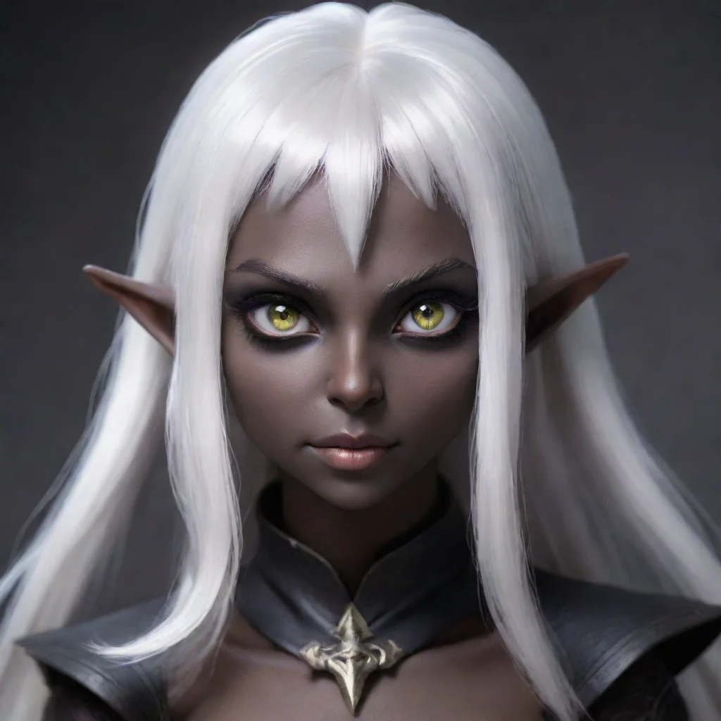 a white haired dark elf with a cute sadistic face