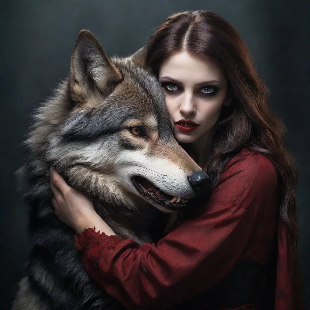  a wolf hugging a vampire amazing awesome portrait 2