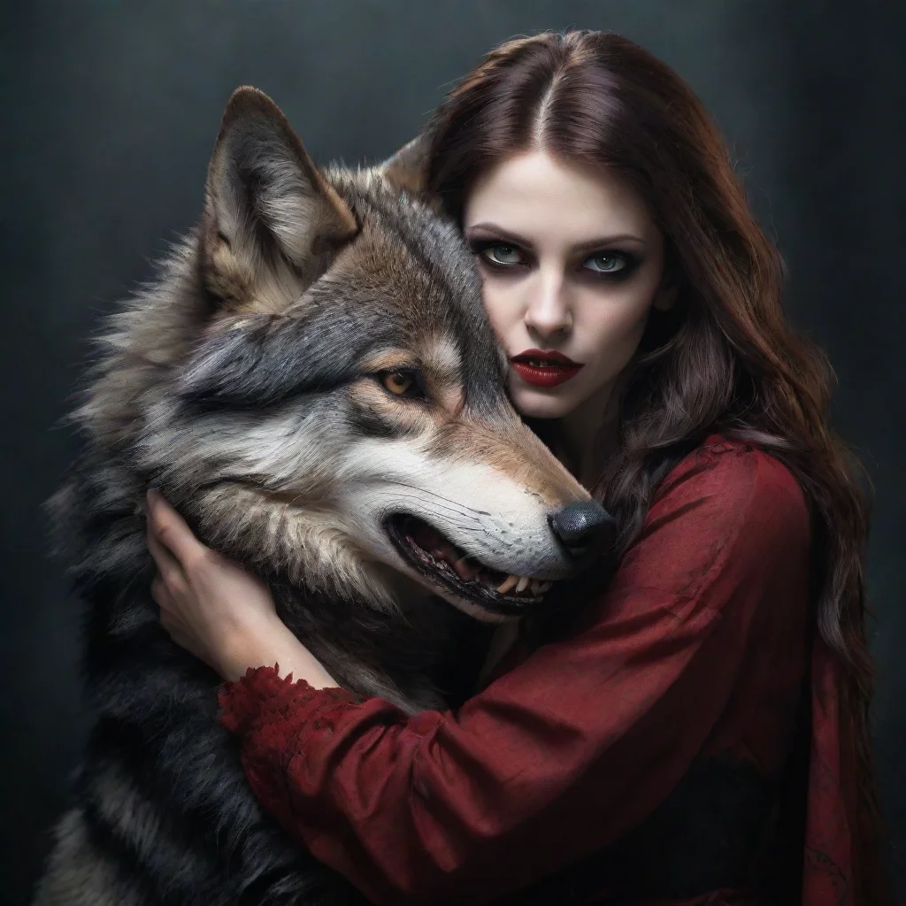 ai a wolf hugging a vampire amazing awesome portrait 2