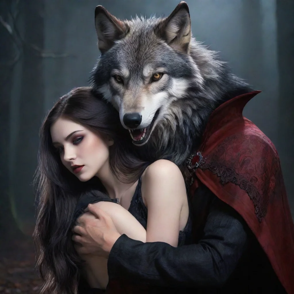 ai a wolf hugging a vampire good looking trending fantastic 1