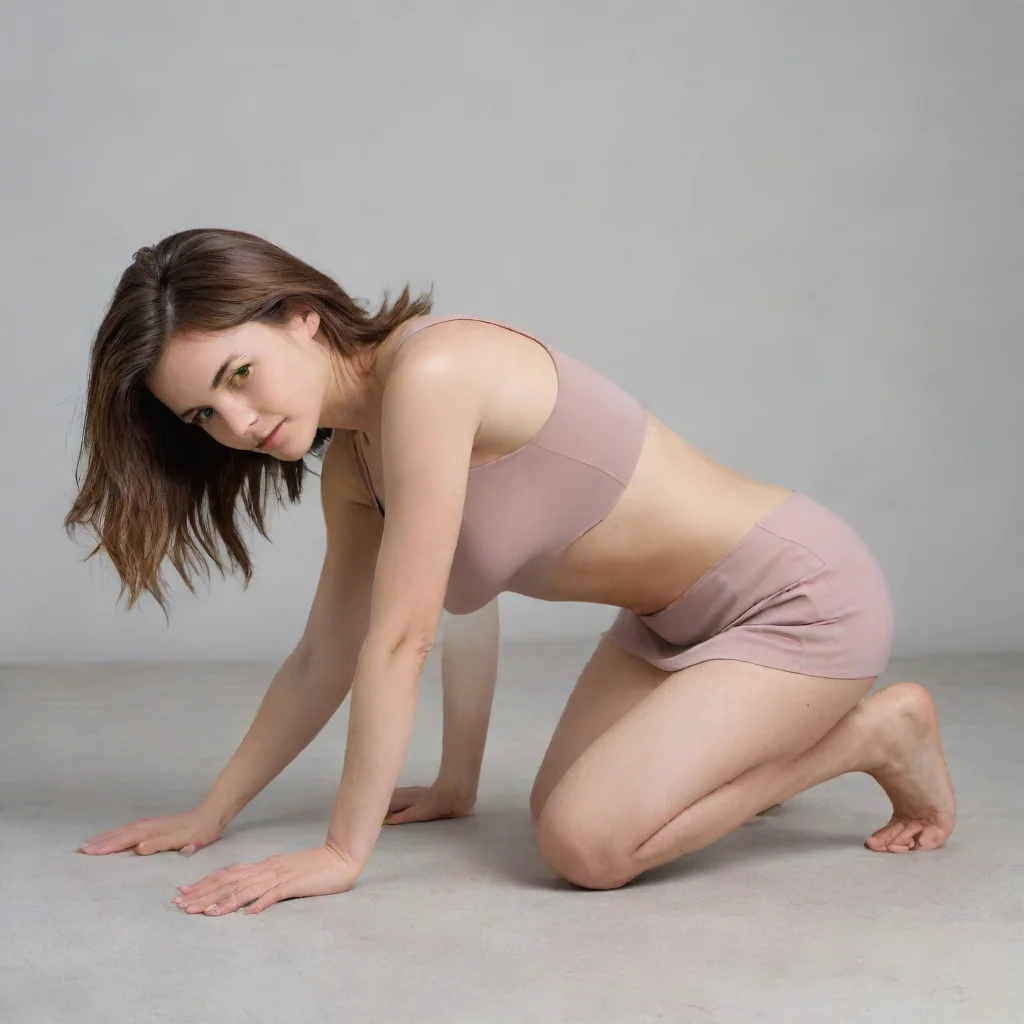  a woman crouches in all fours pose