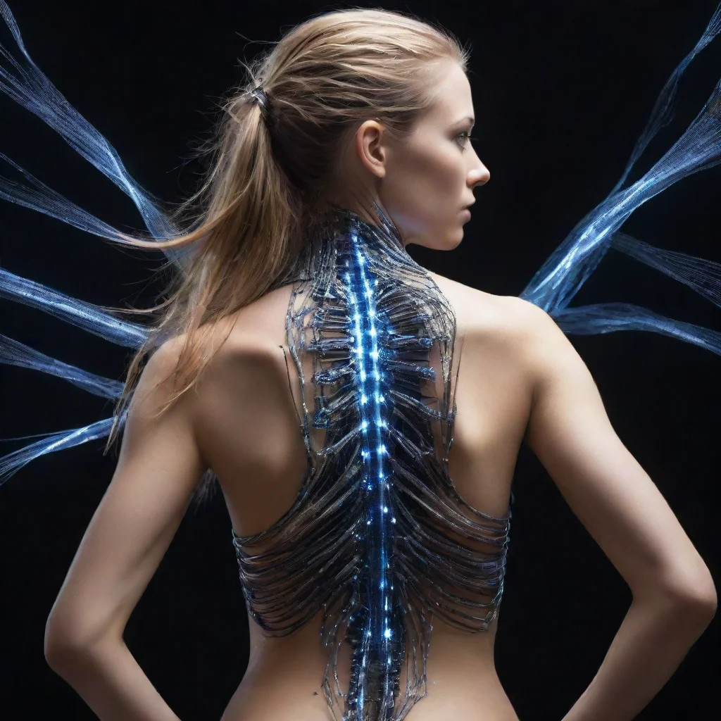 ai a woman s bare back with cybernetic fibers running through it amazing awesome portrait 2