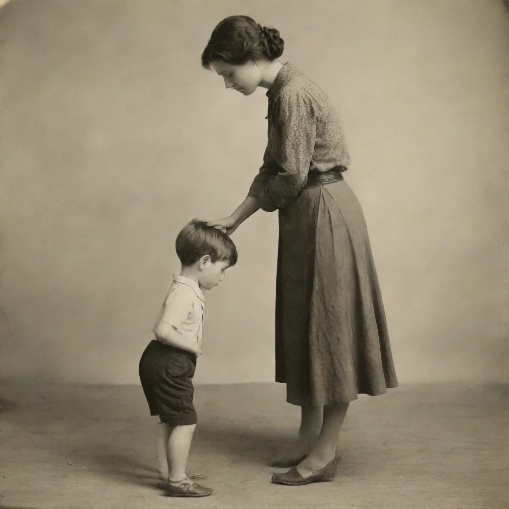 ai a woman standing over a boy