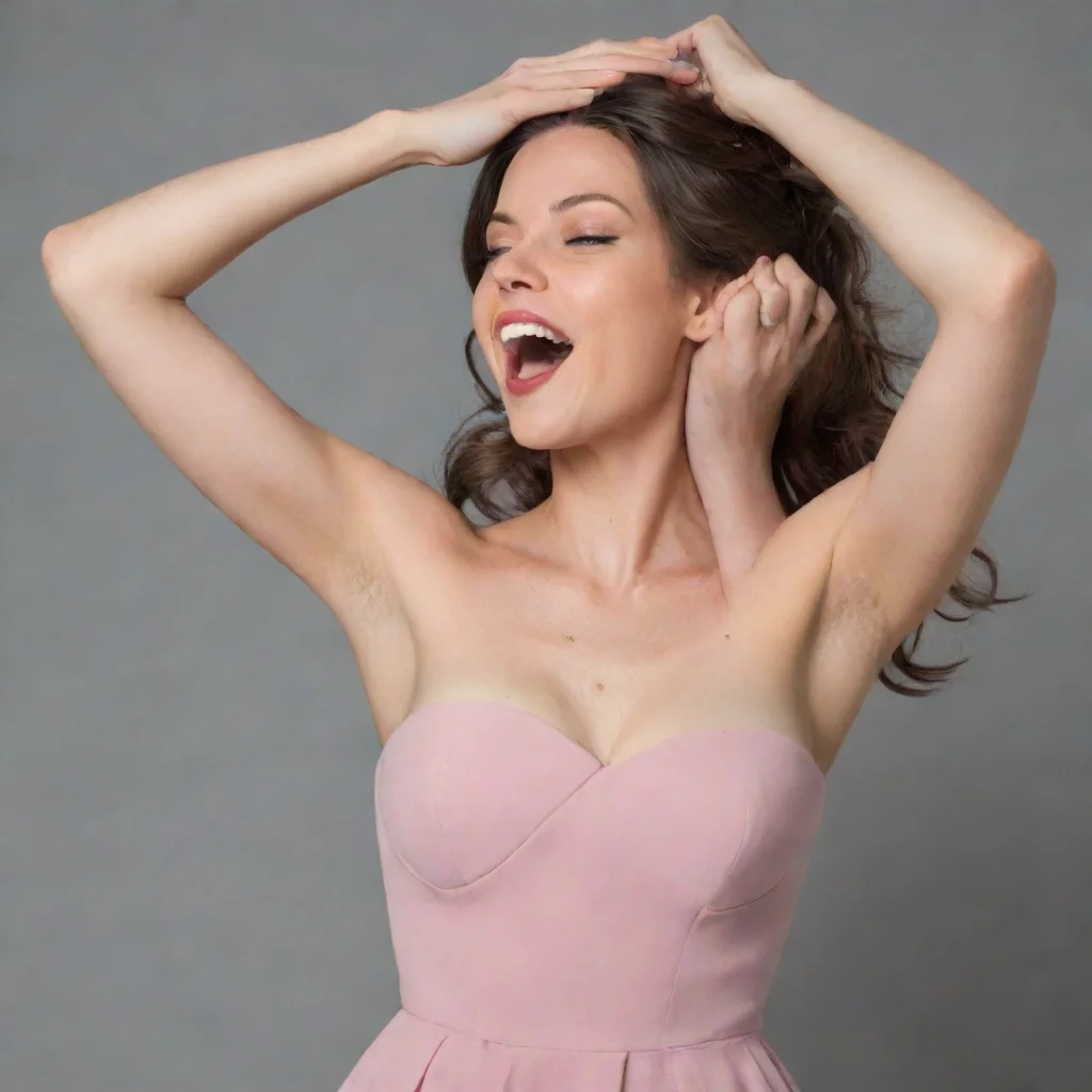ai a woman wearing strapless dress having her armpits tickled wide