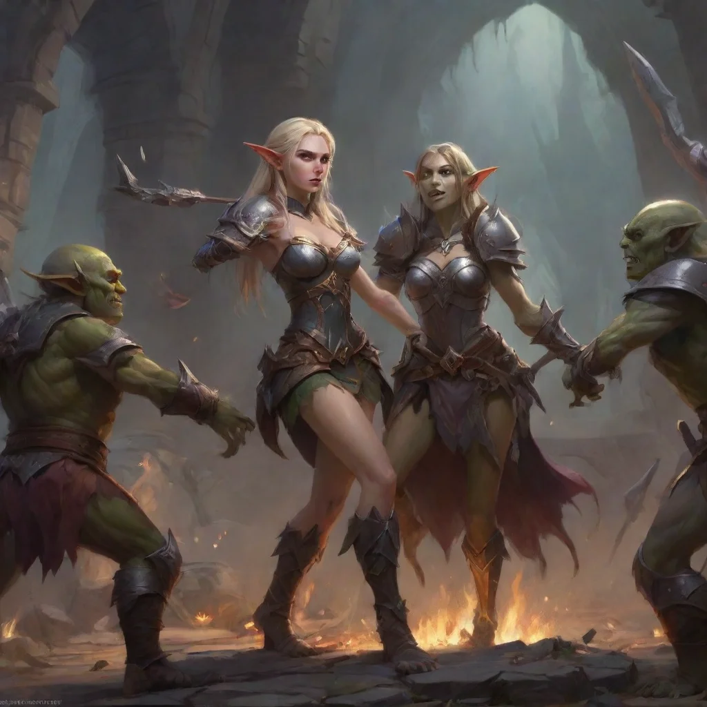 ai a wounded elf princess surrenders to three goblin warriorsconfident engaging wow artstation art 3