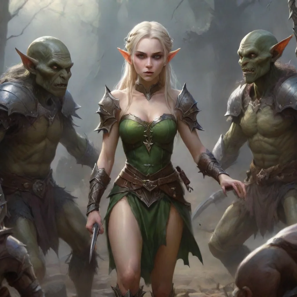 ai a wounded elf princess surrenders to three goblin warriorsgood looking trending fantastic 1