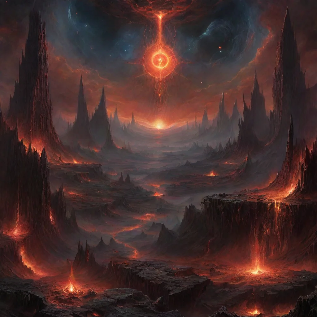 abysmal dawn occult detailed lighting cosmic hellish landscape