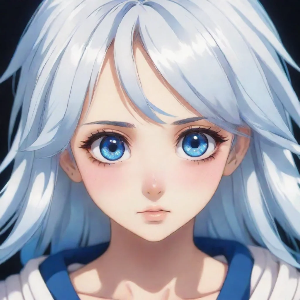  adolescente peli blanca con ojos azules estilo anime