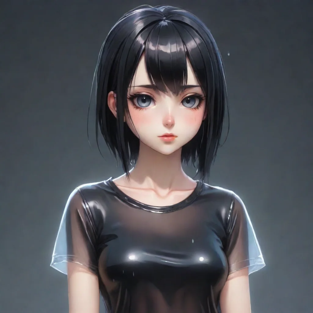 adorable anime goth woman wearing a wet transparent t shirt confident engaging wow artstation art 3