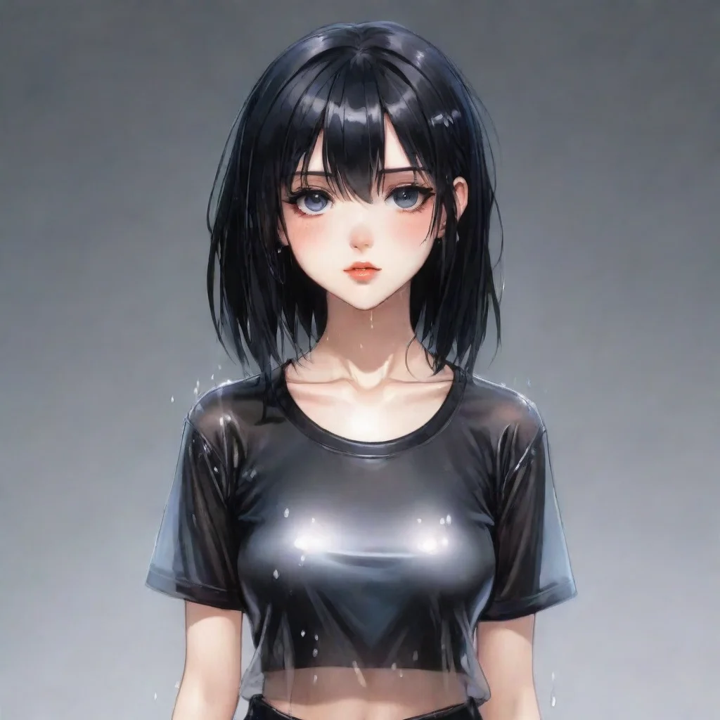 ai adorable anime goth woman wearing a wet transparent t shirt good looking trending fantastic 1