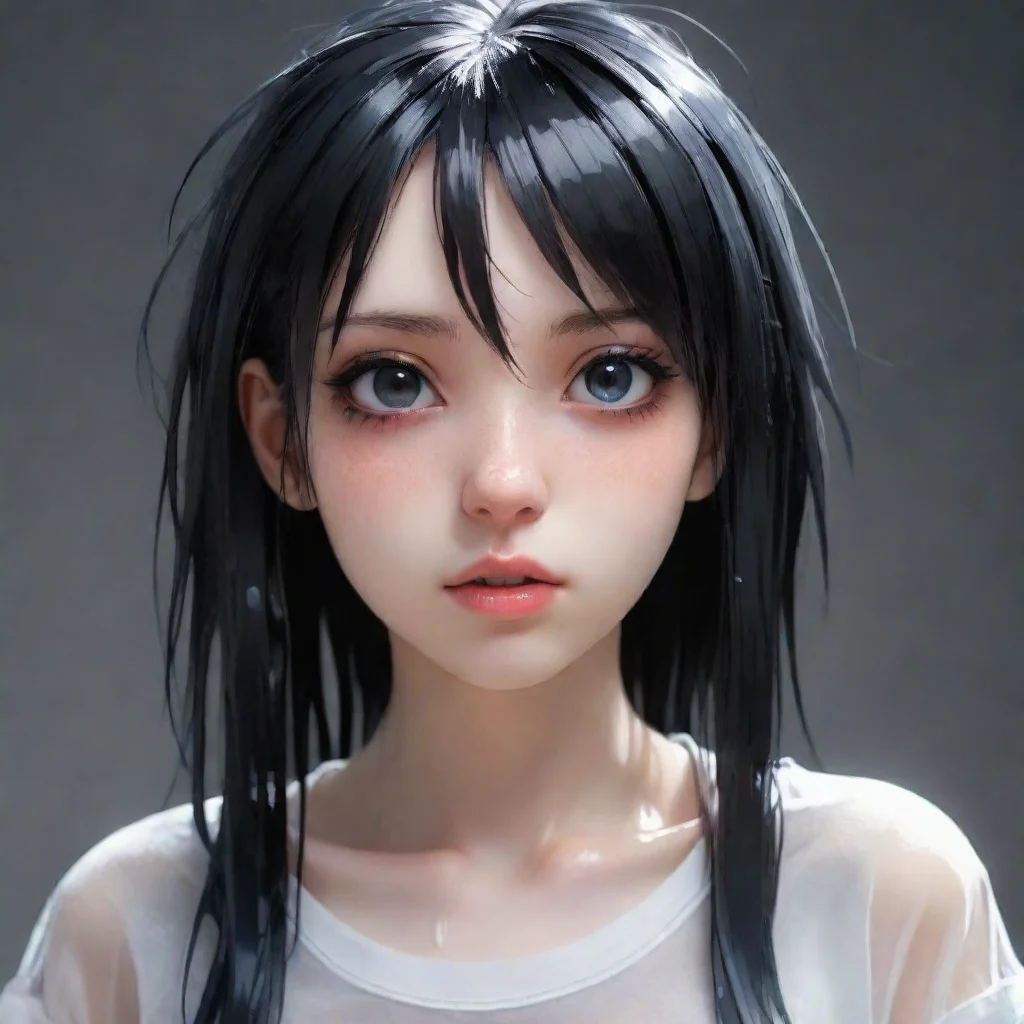 ai adorable anime goth woman wearing a wet transparent white t shirt amazing awesome portrait 2