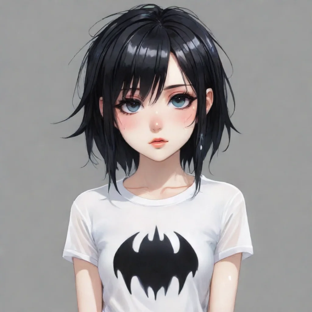 ai adorable anime goth woman wearing a wet transparent white t shirt good looking trending fantastic 1