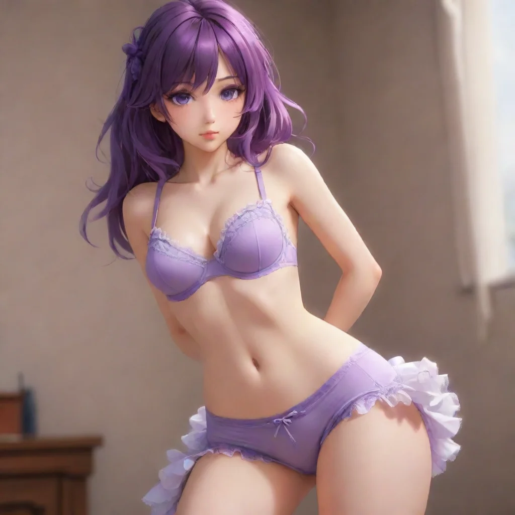  adorable anime woman in frilly purple underwear confident engaging wow artstation art 3