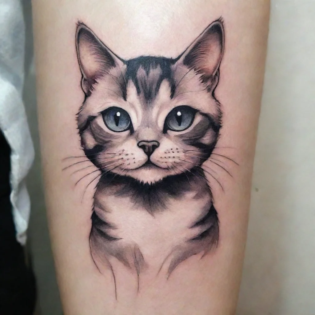  adorable cat with dark lines for a tattoo amazing awesome portrait 2
