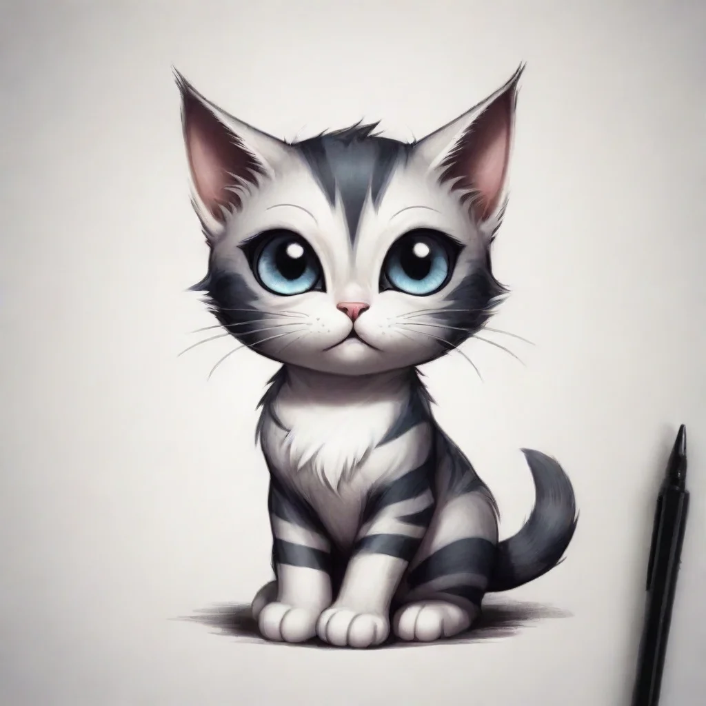 adorable cat with dark lines for a tattoo confident engaging wow artstation art 3