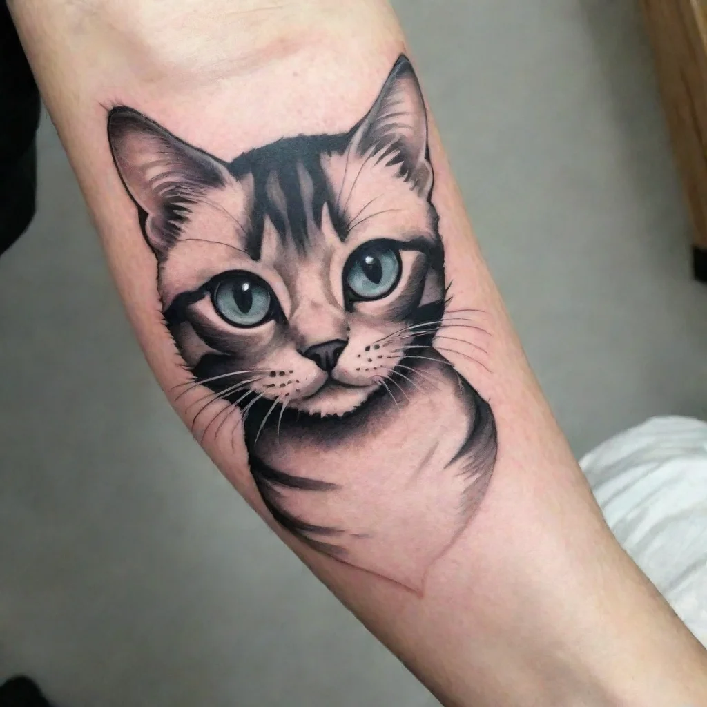 ai adorable cat with dark lines for a tattoo good looking trending fantastic 1