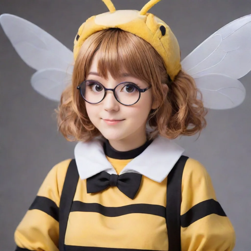 ai adorable nerdy anime woman in adorable bee costume 