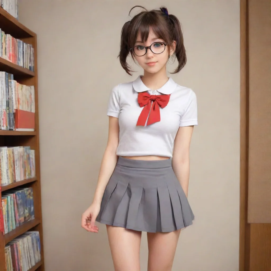  adorable nerdy anime woman in an extremely short miniskirt amazing awesome portrait 2