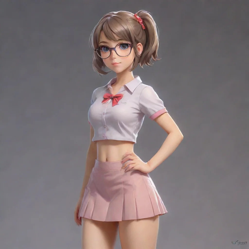  adorable nerdy anime woman in an extremely short miniskirt confident engaging wow artstation art 3