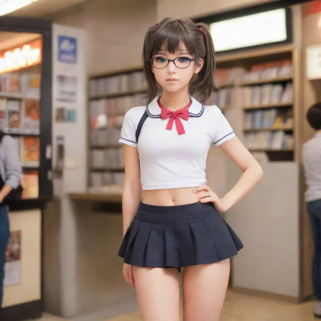ai adorable nerdy anime woman in an extremely short miniskirt good looking trending fantastic 1