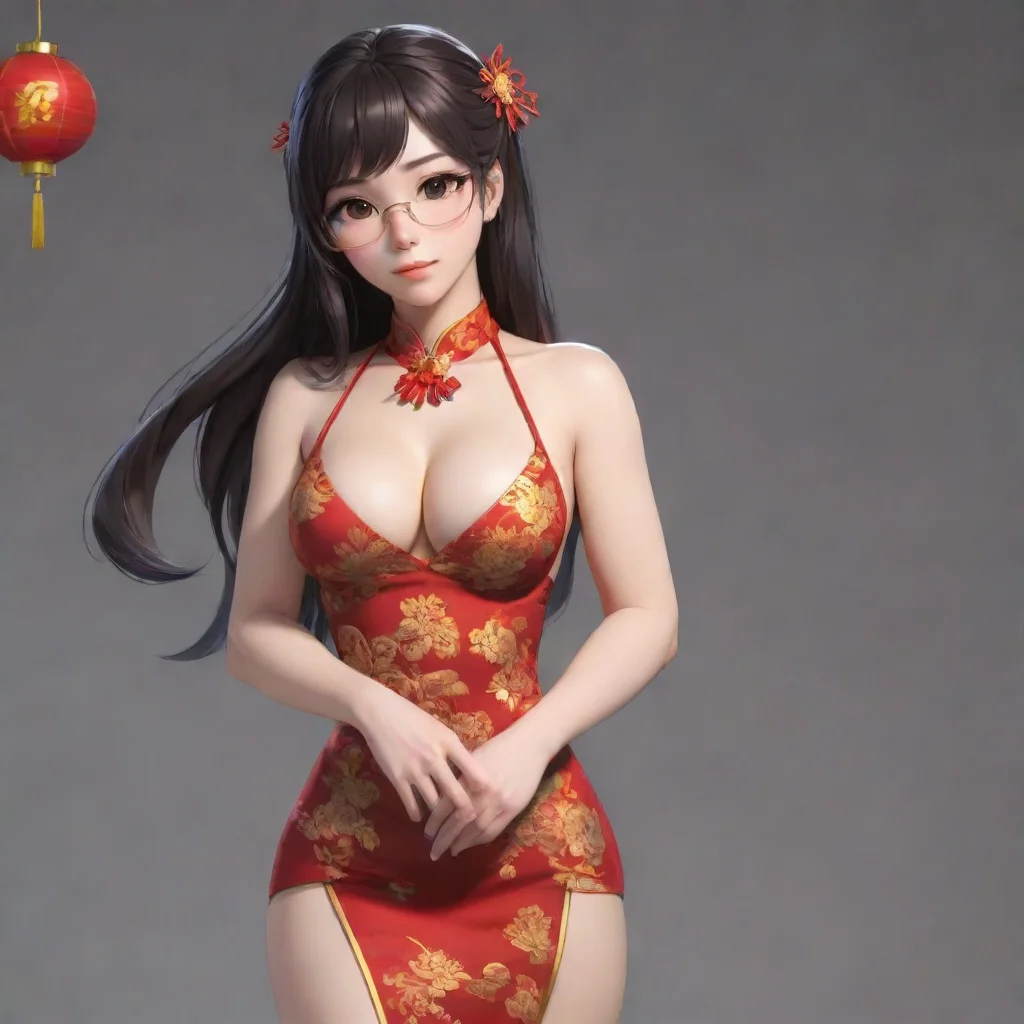 ai adorable nerdy anime woman wearing a tight revealing chinese dress confident engaging wow artstation art 3