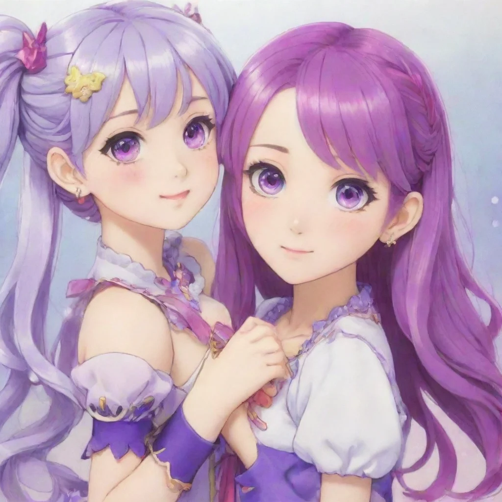 ai aikatsu purple haired character and silver twintail girl