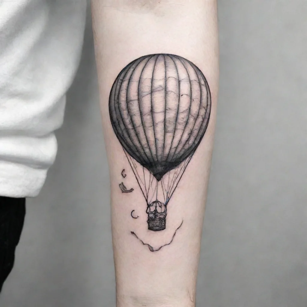 ai airbaloon fine line black and white tattoo